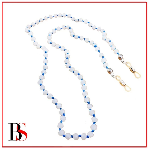 Beyaz Kristal Taş Kadın Gözlük Zinciri