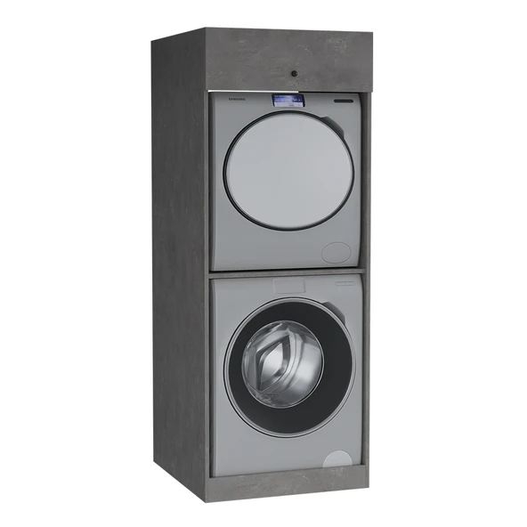 Ubm Senfoni Çamaşır ve Kurutma Makinesi Dolabı 70 Cm Retro Gümüş