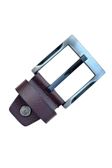 Kahverengi 4.5 cm. Yedek Kemer Tokası Hakiki Deri Vidalı - Resim 2