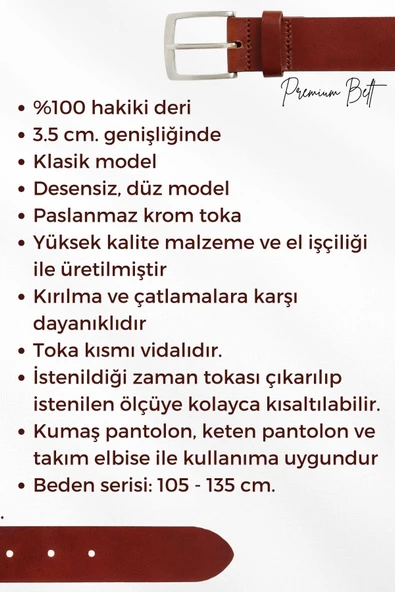 Lacivert Hakiki Deri Düz Renk Dikişli Model 3.5 cm. Genişlikli Klasik Kemer - 205-DKSL - Resim 7