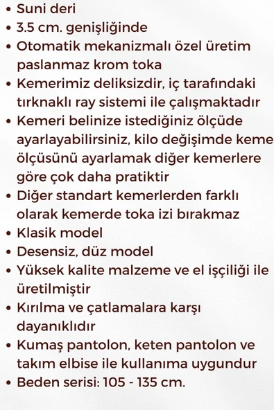 Siyah Suni Deri Otomatik Mekanizma Tokalı Deliksiz 3.5 cm.lik Genişlikli Klasik Kemer - 8201-ST - 8
