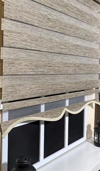 StorBurada Bambu Zebra Stor Perde Kahverengi Alüminyum Kasalı Z-STB400V05  Kahverengi 80 x 200 - Resim 3