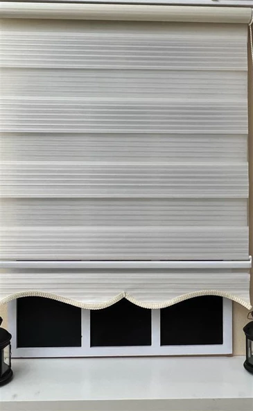 StorBurada Pliseli Zebra Stor Perde Ekru Etek Dilimli STB-481  Ekru 160 x 260 - Resim 4