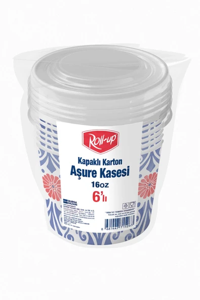Alsepeteavm  Roll-up Kapaklı Karton Aşure Kasesi 6lı Set