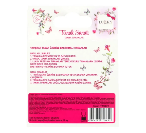 Lukky Yıldız Baskılı Yapışkanlı Takma Tırnak Seti - 2