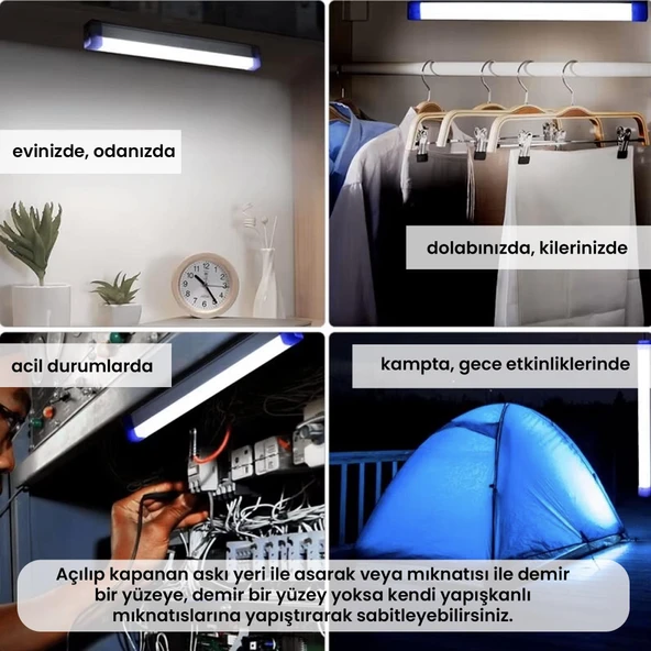 Upway Mıknatıslı Şarjlı Su Geçirmez 52cm Ev Kamp Acil Durum Aydınlatma Seyyar LED Lamba - 6