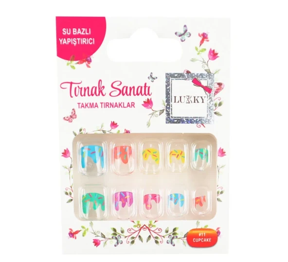 Lukky Şekerleme Baskılı Yapışkanlı Takma Tırnak Seti