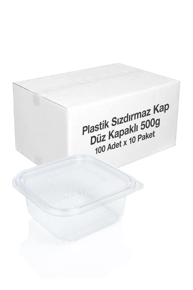 Alsepeteavm  Sızdırmaz Kendinden Kapaklı Plastik Kap 500 Gr 100 Adet X 10 Paket-koli