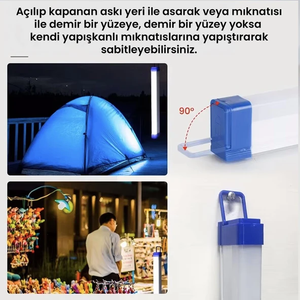 Upway Mıknatıslı Şarjlı Su Geçirmez 52cm Ev Kamp Acil Durum Aydınlatma Seyyar LED Lamba - 5
