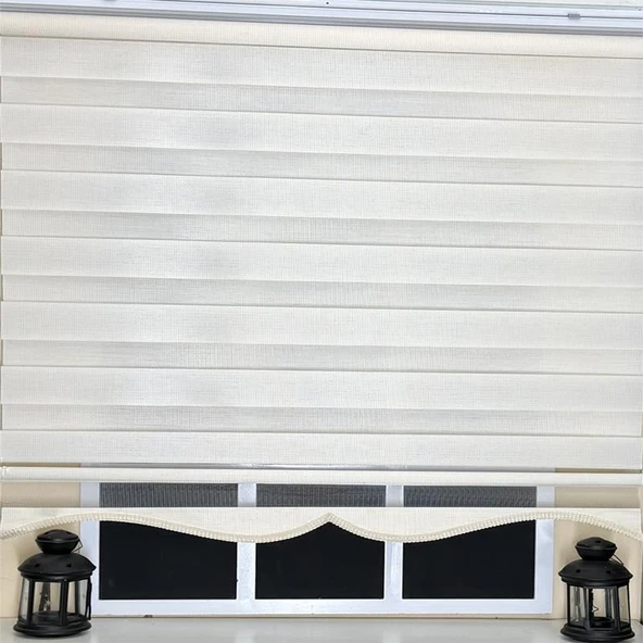 StorBurada Zebra Stor Perde Ekru Etek Dilimli Z-STB400V02  Ekru 30 x 200 - Resim 6