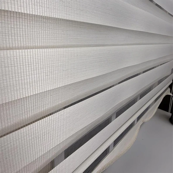 StorBurada Zebra Stor Perde Ekru Etek Dilimli Z-STB400V02  Ekru 140 x 200 - Resim 3