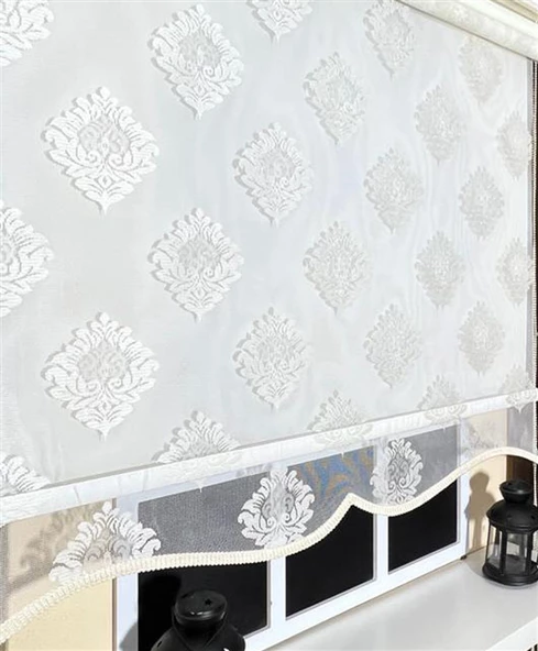 StorBurada Çift Mekanizmalı Ekru Tül Perde ve Stor Perde STB45239-V105  Ekru 110 x 200 - Resim 6