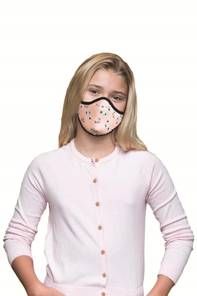 Alsepeteavm  Pembe Desenli Çocuk Maskesi 1 Adet