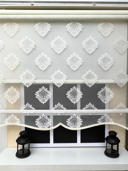 StorBurada Çift Mekanizmalı Ekru Tül Perde ve Stor Perde STB45239-V105  Ekru 110 x 200 - Resim 2