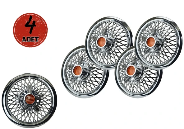 Jant Kapağı Kırılmaz Telli Yıldız Fırfırlı Turuncu 14" ABS Krom Paslanmaz 4'lü (TAKIM OLARAK) ürün görseli