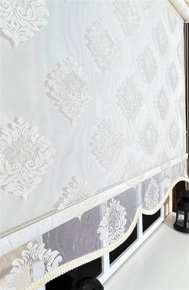 StorBurada Çift Mekanizmalı Ekru Tül Perde ve Stor Perde STB45239-V105  Ekru 110 x 200 - Resim 3