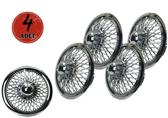 Jant Kapağı Kırılmaz Telli Ahtapot Fırfırlı 15" ABS Krom Paslanmaz 4'lü (TAKIM OLARAK)