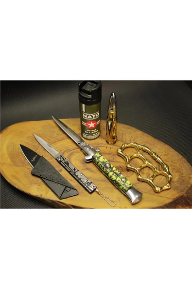 21 cm Kırmızı Örümcek Desenli Kelebekli Çakı Set