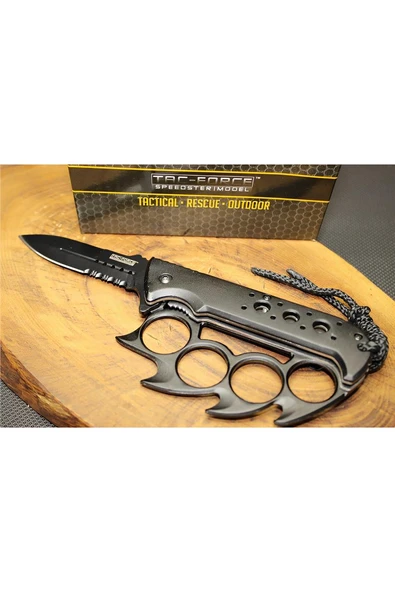 Alsepeteavm Tac Force 21 cm Siyah İp Detaylı Möştalı Çakı