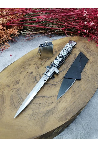 Alsepeteavm 3 Parça 21 cm italyan stiletto Otomatik Paslanmaz Çelik Çakı Bıçak Seti