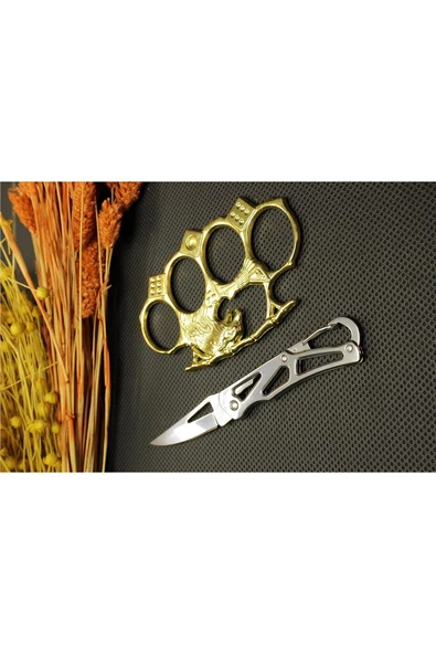 Alsepeteavm 14 cm Çelik Manuel Çakı ve Gold Kartal Mustalı Set