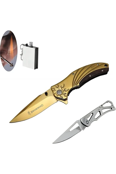 Alsepeteavm Browning Serisi 8-3 21 cm Ahşap Gold Çakı Serisi SLN262