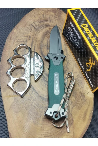 Alsepeteavm İsme Özel Yeşil İpli Browning Pro Çakı ve Body Musta Kalın SS996458838