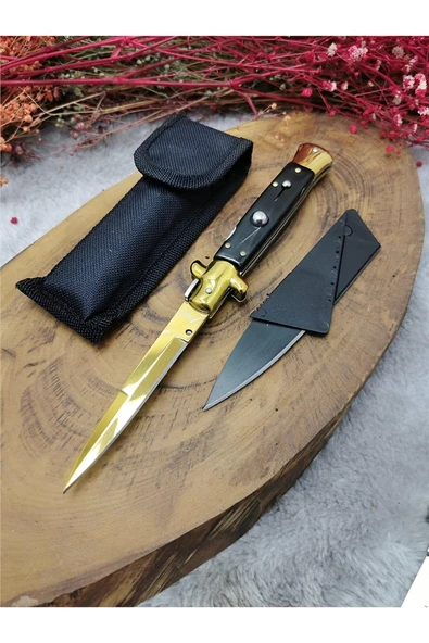 Alsepeteavm 23 cm akc italyan stiletto Paslanmaz Gold Çelik Çakı Bıçak seti