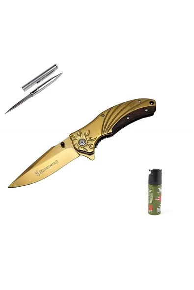 Alsepeteavm Kişiye Özel Browning Çakı Ahşap Gold 8-3 21 CM