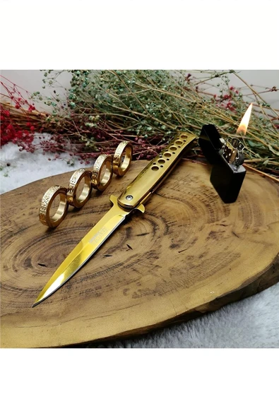 Alsepeteavm Gold Renk otomatik Çakı 3 lü set