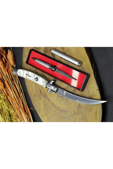 Alsepeteavm 22 cm Sedef Oval ORJİNAL AKC Çakı ve Gizli Kalem Bıçak