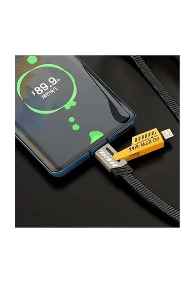 65w 4 In 1 Hızlı Şarj Naylon Örgülü Pd Hızlı Şarj Kablosu Iphone Android Uyumlu Kablo - 4
