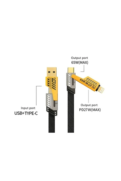 65w 4 In 1 Hızlı Şarj Naylon Örgülü Pd Hızlı Şarj Kablosu Iphone Android Uyumlu Kablo - 6