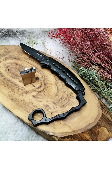 Alsepeteavm 22 cm komple çelik gold stell marka otomatik muştalı bıçak yanında zippo kibrit ile birlikte YBCKL5277726