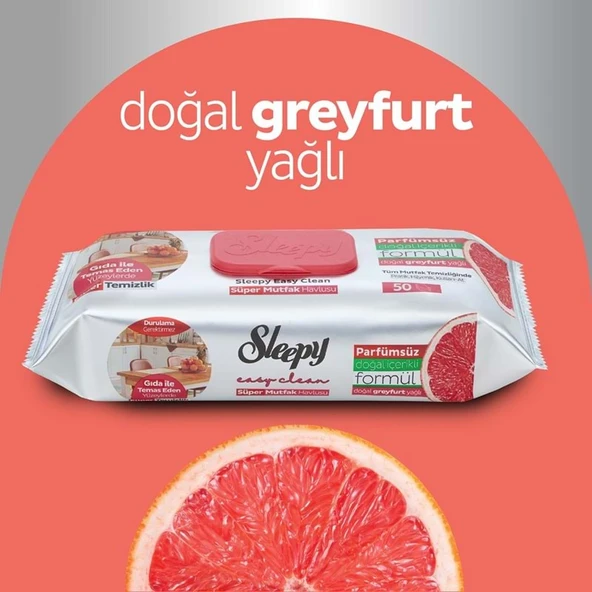 Sleepy Easy Clean Yüzey Temizlik Mutfak Havlusu-Mendili  50 Yaprak Greyfurt Yağlı (6Lı Set) 300 Yprk - 4
