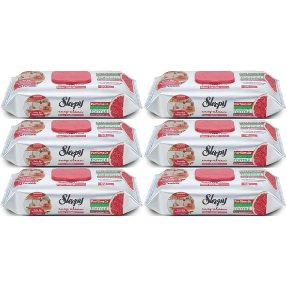 Sleepy Easy Clean Yüzey Temizlik Mutfak Havlusu-Mendili  50 Yaprak Greyfurt Yağlı (6Lı Set) 300 Yprk