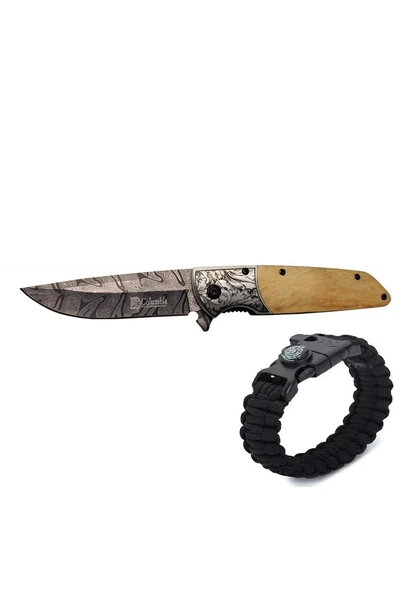 Alsepeteavm Columbia İsme Özel Ahşap Kahve Çakı A-2150-C 21 CM
