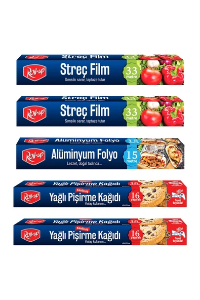 Alsepeteavm  Roll-up Streç Film - Alüminyum Folyo Pişirme Kağıdı 5 Parça Ekonomik Mutfak Seti 2