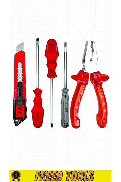 Pense Kontrol Kalemi Düz Yıldız Tornavida Maket Bıcağı 5 li Set
