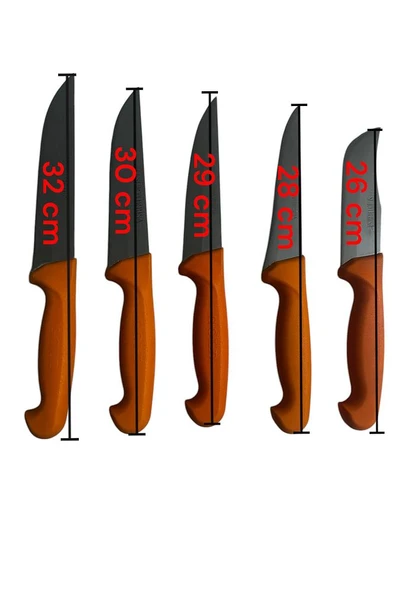5 Parça Silikon Saplı Bilek Doğrama Et Kasap Sıyırma Yüzme Çok Amaçlı Günlük Kullanım Bıçak Seti - 3
