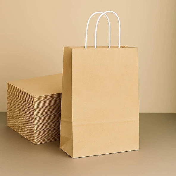 Alsepeteavm  Roll-up Kraft Çanta Naturel Orta Boy 25x31cm 25li