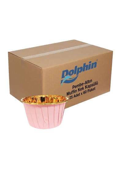 Alsepeteavm  Dolphin Muffin Kek Kapsülü Pembe-altın 25 Adet X 60 Paket-koli