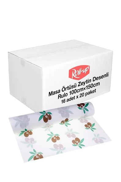 Alsepeteavm  Roll-up Rulo Kağıt Masa Örtüsü Zeytin Desenli 100 X 150cm 16 Yaprak X 20 Rulo (koli)