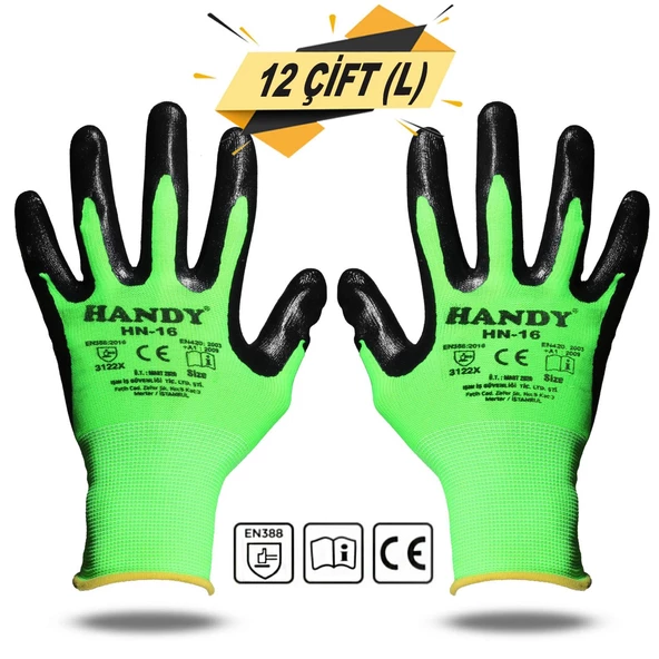 Handy HN-16 Nitril Kaplama İş Eldiveni Sanayi İnşaat Usta Eldiven - 12