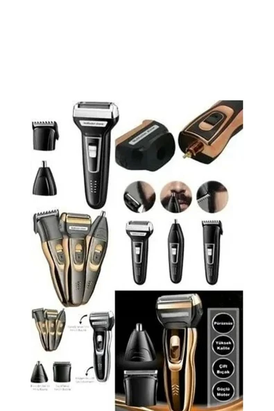 Turbo 3'lü Set Saç Sakal Kesme Traş Makinesi Burun Kılı Alma 3 in1 Pro Model Erkek Bakım - 2