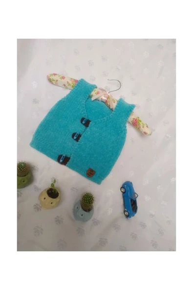 MAMSHOP ERKEK BEBEK YELEK MAVİ KADİFE
