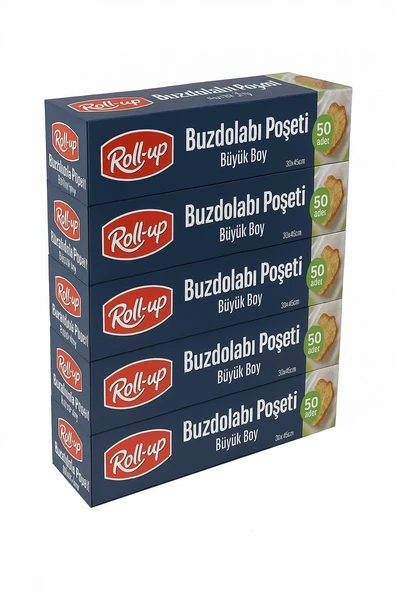 Alsepeteavm  Roll-up Büyük Boy Buzdolabı Poşeti 30x45cm 50'li X 5 Paket (250 Adet)