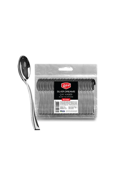 Alsepeteavm  Roll-up Metal Görünümlü Plastik Çay Kaşığı 50li