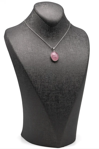 Morganit Doğal Taş 925 Ayar Gümüş Kolye - Resim 2