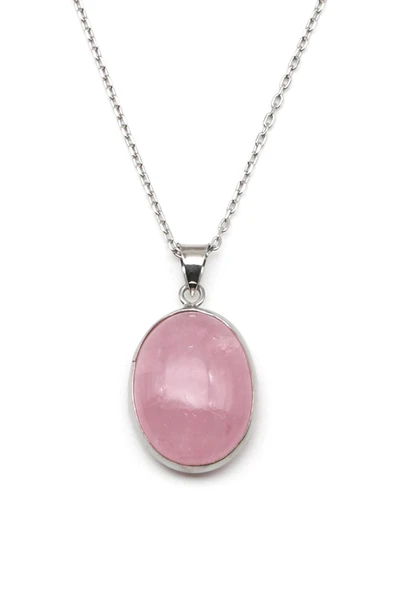 Morganit Doğal Taş 925 Ayar Gümüş Kolye ürün görseli